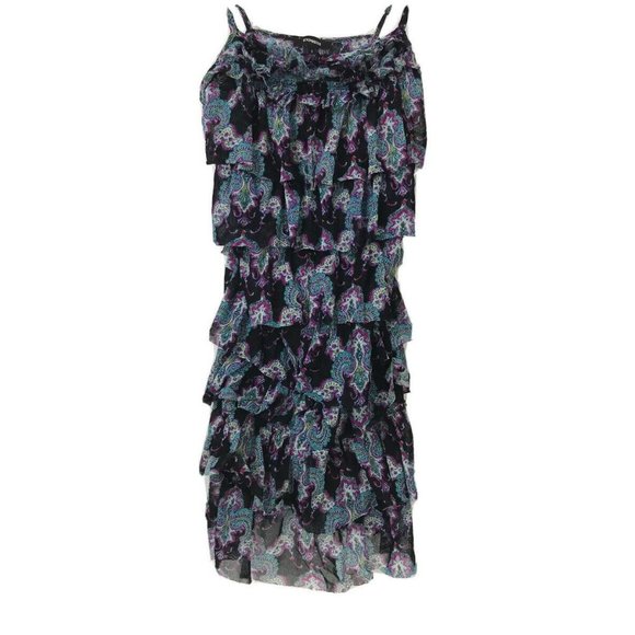 Express Womens Tiered Ruffle Blouse Nylon Adjustable Strap Multi Color Size S - Picture 1 of 5